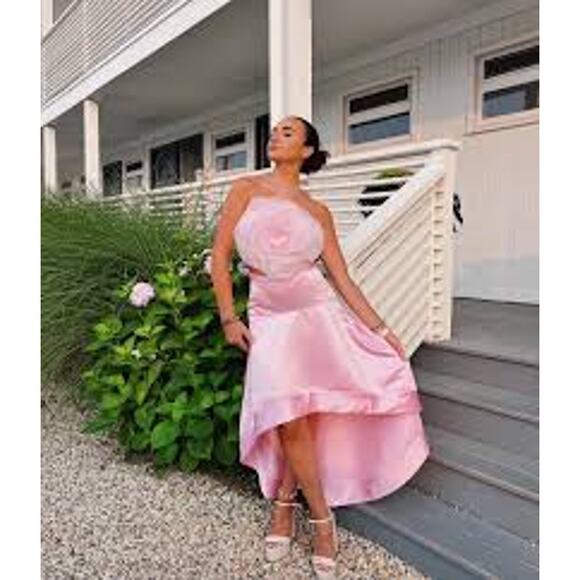 Cynthia Rowley Organza Flower Pink Bandeau Top + Livia Satin Skirt Size S + 2 - Picture 1 of 16